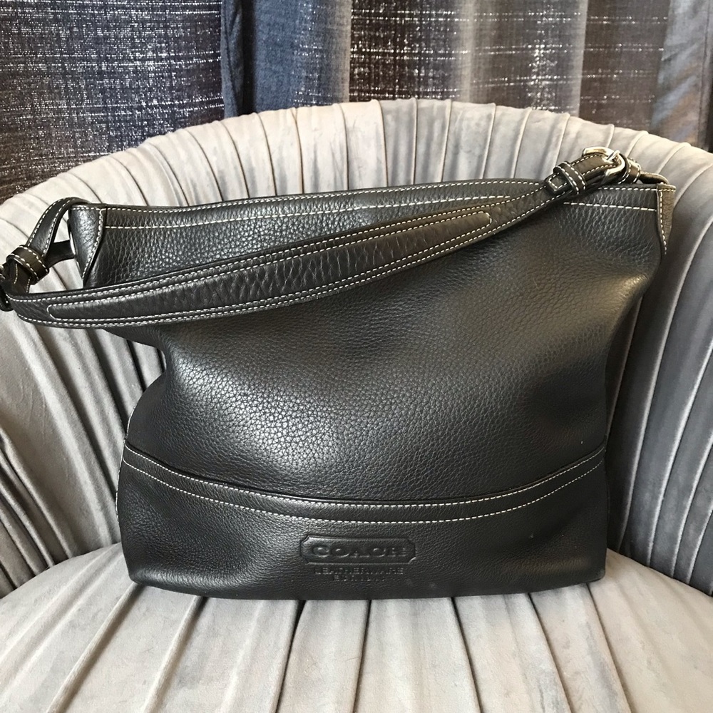 COACH  Black Pebble Leather Tote Bag  Pristine